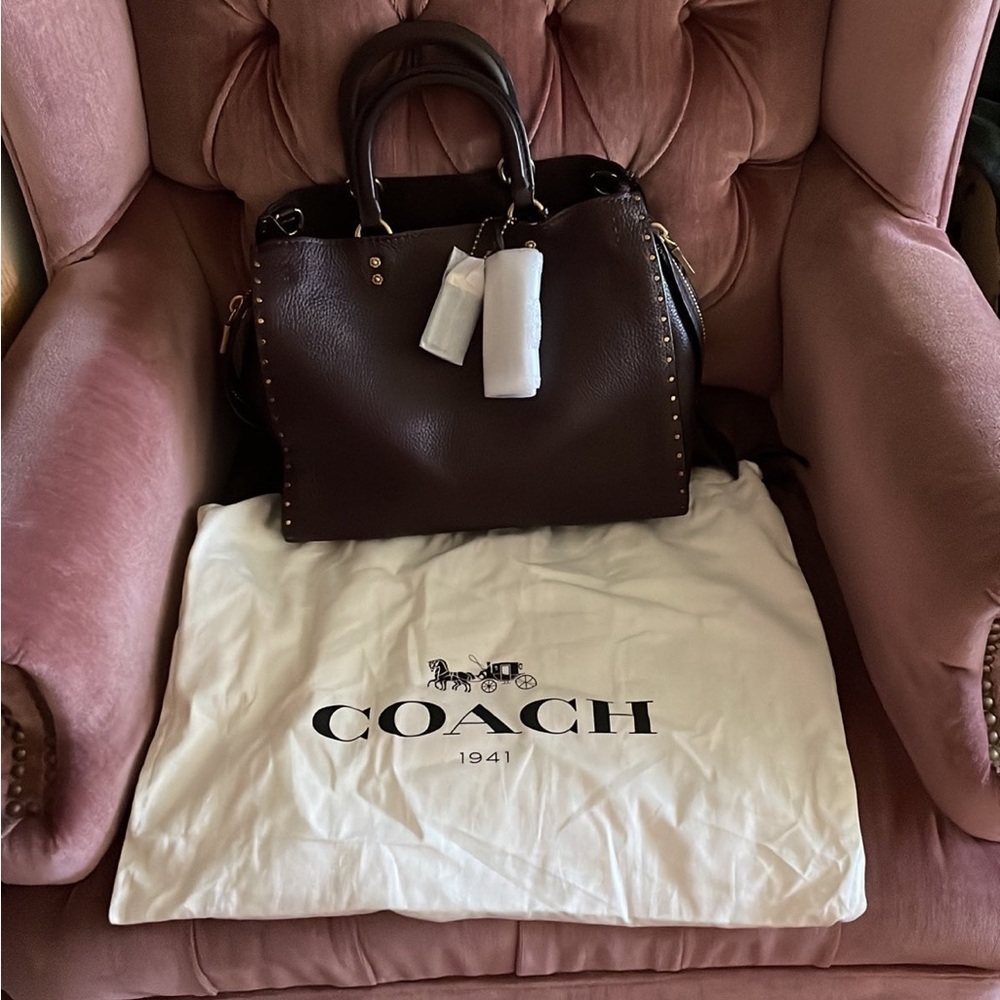 Coach Oxblood Gold Rivet Rogue NWT RARE